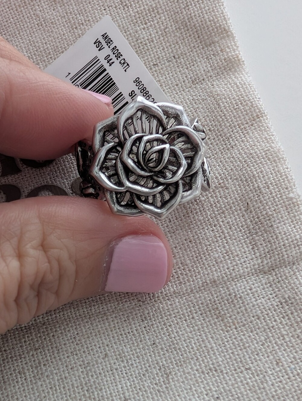 Kendra Scott Yellow Rose Ansel Cocktail Ring S/M Vintage Silver NIB - Picture 5 of 9